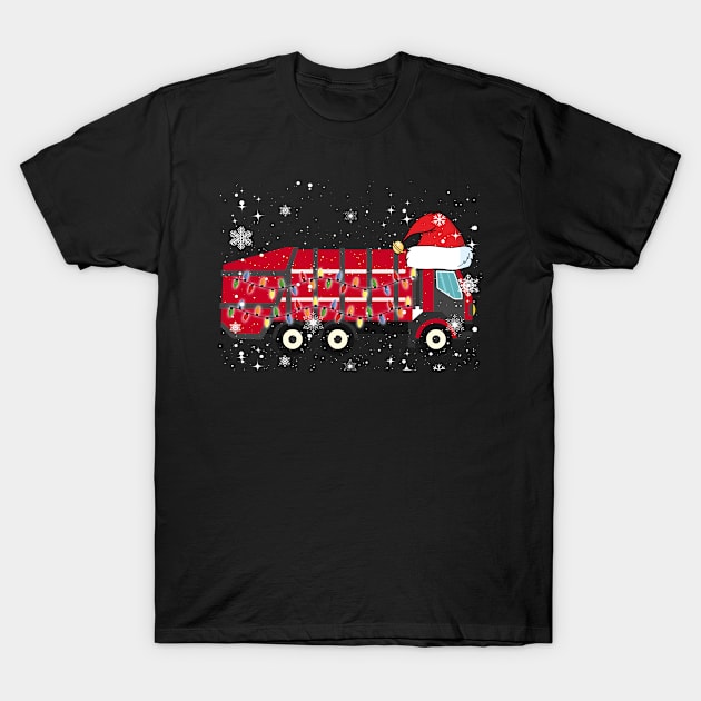 Garbage Truck Shirt Christmas Santa Hat Themed T-Shirt by AstridLdenOs